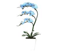 CHCWR Phalaenopsis artificial de 15 pulgadas con jarrón de porcelana para interiores, orquídeas de seda, plantas falsas en maceta, arreglos de flores sintéticas para sala de estar, centros de mesa