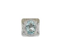 CHCWR Precioso Anillo de Plata 925 de Aguamarina de 6,72 Quilates, joyería de Compromiso de Boda, tamaño 6-10