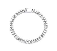CHCWR Pulsera de hip hop cubana simple de oro blanco de 18k, joyas de moda para hombres y mujeres, regalo navideño