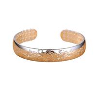 CHCWR Pulsera y brazalete de plata de ley 925 para mujer, diseño retro de flores de plata tailandesa
