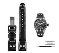 CHCWR Reemplazo de banda de cuero de piel de ternero de 21 mm para reemplazo de banda de reloj para IWC Piloto Portofino Mark18 Pulseras de correa de hebilla plegable