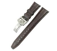 CHCWR Reemplazo de banda de cuero de vaca de 22 mm de 22 mm curvado para la banda de cuero de vaca para los relojes de piloto de Portugieser, correa de reloj de hebilla/marrón 2/22 mm