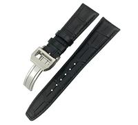 CHCWR Reemplazo de banda de cuero de vaca de 22 mm de 22 mm curvado para la banda de cuero de vaca para los relojes de piloto de Portugieser, correa de reloj de hebilla/marrón 2/22 mm