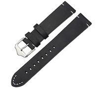 CHCWR Reloj de cuero correa genuina bandas de reloj de cuero cinturón negro marrón oscuro vintage reloj hebilla de acero inoxidable de acero inoxidable