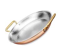 CHCWR Sartén de paella española orejas dobles de acero inoxidable sin barra sin recubrimiento sartén de plancha sartén sólaza sartén para acampar/rosas/32 cm