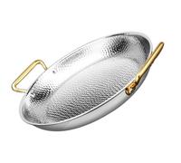 CHCWR Sartén de Paella española sartén sin Recubrimiento con sartén de Plancha de Doble manguero sartén sólala martinera para acampar/plata/32 cm