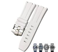 CHCWR Soft FKM Fluoro Rubber Watch Banda de 28 mm para la correa AP Audemars Piguet Royal Oak Offshore Diving Wating Watch Sports Band (color: blanco, tamaño: 28x24 mm)