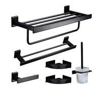 CHCWR Toallero WREBJY Toallero sin Perforaciones Espacio Inodoro de Aluminio Estante de baño Juego de Toallas de baño Negro nórdico Es Muy Amable de tu Parte
