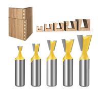 CHCYWJGJ Juego de 5 brocas para enrutador de cola de milano, vástago de 1/2 pulgada, medio ciego y a través de cola de milano, herramienta de corte para hacer cajas, cajones, cofres para grabar, enrutador, cabezal de cepillado, cortador de madera, herramientas de carpintería, herramienta de corte de tallado