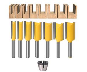 CHCYWJGJ Juego de 7 brocas rectas de carburo de tungsteno con vástago de 1/4 pulgadas, doble recta, 1/4,5/16,/3/8,1/2,19/32,43/64,23/32 de diámetro de corte para carpintería