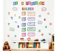 CHDITB Calcomanías de pared para resolver problemas, coloridos cubos de matemáticas, calcomanías de pared con símbolos Be A Problem Solver, decoración de tablón de anuncios para escuela primaria
