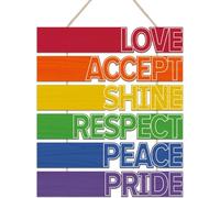 CHDITB Decoración de orgullo, letrero de madera del orgullo LGBT, placa colgante de arco iris Love is Love, colgador de puerta de gays inclusivo, colgador de letrero de pared de orgullo para pareja