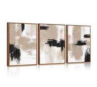 CHDITB Lienzo abstracto para pared, arte de pared enmarcado en gris amarillo, arte moderno negro y marrón, decoración de pared minimalista con forma de bloque de color, obra de arte beige neutro para