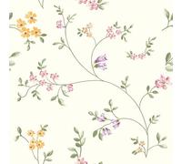 CHDITB Papel pintado autoadhesivo multicolor con flores para dormitorio de niñas (44 x 300 cm) - Flores silvestres, hojas verdes impermeables para salón y cocina