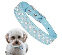 Chdnhe collar de perro brillante Collar de perro de cuero PU con cristales