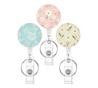 Chdnhe Portacredenciales Retráctiles - Ventana Transparente, 3 Unidades | Clip Portaidentificación Retráctil | para Profesores, Enfermeros, Voluntarios, Cartera, Cuello, Cintura, Mochila