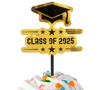 Chdnhe Toppers para Cupcakes de Graduación 2025 - Piquetas para Postres en Oro y Negro,Palillos Para Aperitivos De Acrílico Accesorios Para Foto Booth Para Escuela Jardín De Infancia Aula Hogar Y