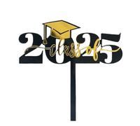 Chdnhe Toppers para Cupcakes de Graduación - Piquetas para Postres en Oro y Negro | Palillos Para Aperitivos De Acrílico Accesorios Para Foto Booth Para Escuela Jardín De Infancia Aula Hogar Y