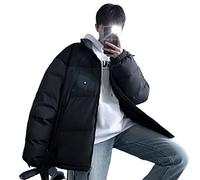 CHDWEY Chaqueta Acolchada para Hombre Chaqueta de Calle de Invierno Estilo Harajuku para Hombre, Abrigo Grueso a Prueba de Viento, Ropa Exterior cálida para Hombre(LYB923 Black,L)