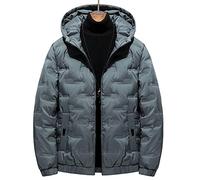 CHDWEY Chaqueta Acolchada para Hombre Men's Winter Down Jacket Padded Warm Down Jacket Men's Casual Zipper Coat Waterproof Solid Color Men's Coat(Grijs,M)