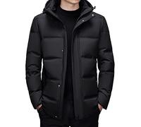 CHDWEY Chaqueta Acolchada para Hombre Snow Down Jacket Men Casual Thick Warm Parkas Hooded Coats Pocket White Duck Down Windbreaker Jackets Overcoat(Schwarz,L)