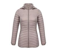 CHDWEY Chaqueta de plumón para Mujer Abrigo cálido Largo de Longitud Media para Mujer de Invierno con Capucha Desmontable, Chaqueta Acolchada para Exterior para Mujer, Prendas de Vestir(Beige,XL)