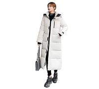 CHDWEY Chaqueta de plumón para Mujer Chaqueta Acolchada de algodón de Longitud Media para Estilo Chaqueta de Invierno Acolchada Suelta por Encima de la Rodilla de Estilo de algodón(Creamy-White,M)