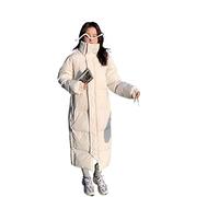 CHDWEY Chaqueta de plumón para Mujer Chaqueta Acolchada de plumón, versión Gruesa, Suelta, súper Larga, Acolchada, Chaqueta de Invierno, Ropa de Invierno para Mujer(Beige,L)