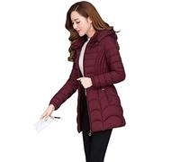 CHDWEY Chaqueta de plumón para mujer Chaqueta fina acolchada de algodón, chaqueta corta de invierno para mujer, abrigo ajustado de talla grande para mujer, abrigo acolchado con patrón de ondas(Maroon,