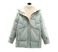 CHDWEY Chaqueta de plumón para mujer Chaquetas de invierno sueltas, gruesas, cálidas, de manga larga, con cremallera, chaqueta acolchada de algodón, abrigos con capucha empalmados, Tops femeninos(Blue