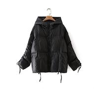 CHDWEY Chaqueta de plumón para Mujer Ropa de Mujer Chaqueta Acolchada de algodón de Invierno de Talla Grande con cordón en la Cintura Abrigo Acolchado de Manga Larga con Capucha(4XL)