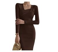 CHDWEY Vestidos Korean Thick Woman Knitted Autumn Elegant Sweater Dress Women Winter Vintage Clothing New Warm Solid Dresses Female(XL)