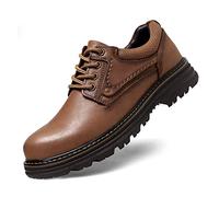 CHDWEY Zapatos Formales para Hombres Luxury British Outdoor Mens Oxford Shoes High-End Genuine Leather Casual Shoes Retro Work Footwear Brand Formal Dress Flats(Bruin,40 EU)