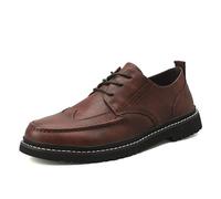 CHDWEY Zapatos Oxford para Hombre Oficina de Negocios de Cuero Genuino de los Hombres Oficina de Negocios de Cordones Oxford Zapatos Spring y otoño Antideslizante Plano Abajo(Bruin,39 EU)