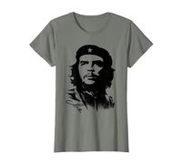 Che Guevara Rebel Cuban Camiseta Guerrilla Revolution Camiseta, Mujer, Verde Militar Jaspeado, M