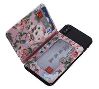 CHEAP SUNDAY CheapSunday - Tarjetero de piel para la parte posterior del teléfono, con soporte, impermeable, adhesivo, para la mayoría de teléfonos celulares (rosa floral)
