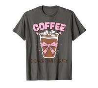 Cheaper Coffee Than Therapy Funny Coffee Lover Women Camiseta
