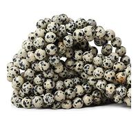 CHEAVIAN 45 cuentas sueltas redondas de piedra dálmata natural de 8 mm para hacer joyas de bricolaje, 1 hebra de 15 pulgadas