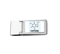 Checal - Cartera de bolsillo con clip de acero inoxidable con molécula de sustancias de cafeína