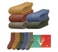 CheChury 5 Pares Calcetines Mujer Invierno Cálidos Gruesos Calcetine Mujer Algodón sin Costuras Calcetines Térmicos Frio Extremo Lana Calcetin de Punto Cómodos Transpirables Regalos de Navidad