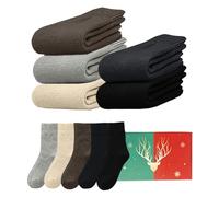 CheChury 5 Pares Calcetines Mujer Invierno Cálidos Gruesos Calcetine Mujer Algodón sin Costuras Calcetines Térmicos Frio Extremo Lana Calcetin de Punto Cómodos Transpirables Regalos de Navidad