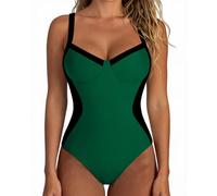 CheChury Bañador Mujer Reductor Sexy Cuello en V Vientre Plano Push Up Sexy Espalda Expuesta Bañador Bloqueo de Colores Traje de Baño Una Pieza Swimsuit para Piscinas Playa Natacion