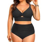 CheChury Bañadores Mujer Tallas Grandes Dos Piezas Cuello en V Cintura Alta Bikini Mujer Talla Grande Push Up Estampado Talle Alto Bañador Vintage Reductor Vientre Plano Alta Natacion Playa