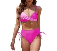CheChury Bikini Mujer Traje de Baño Bañador de Dos Piezas Cintura Alta Pantalones Cortos de Baño Biquini Triángulo Push Up Conjunto de Bikini Cuello en V Sexy para Mujer Ropa de Playa Bikini Sets