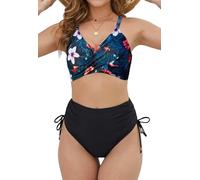 CheChury Bikinis Mujer Cintura Alta Traje de Baño Cuello en V 2 Piezas Bañador Vientre Plano Bañadores Mujer Reductores Barriga Talla Grande Bikini Push Up con Relleno Bikini Brasileño Sexy