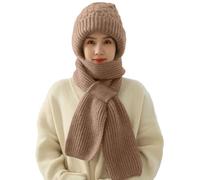 CheChury Bufanda de Invierno para Mujer Gorro de Punto Bufanda a Prueba de Viento Cálido Gorro de Punto con Máscara 2 en 1 Bufanda con Capucha de Invierno Gorro de Esquí Exterior Sombrero de Punto