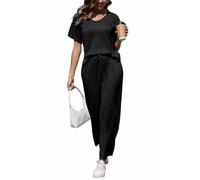 CheChury Conjunto Chándal Dos Piezas Mujer Casual Conjunto de Camiseta de Manga Corta y Pantalones Conjunto de 2 Piezas de Verano Mujer Conjunto Deportivo Cómodo Conjuntos Lounge Ropa Verano Pijama