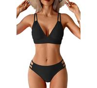 CheChury Conjunto de Bikini Mujer Dos Piezas Talle Alto Traje de Baño 2 Piezas Mujer Bikinis Push up Cuello en V Sexy Bañador Reductor Conjunto Bikini Curvy Sexy Bañadores Natacion Vientre Plano
