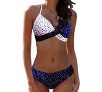 CheChury Conjuntos de Bikini 2 Piezas Sexy Mujer Push Up Escotado por Detrás Bikini Moda De Bloque de Color de Empalme Estampado Dividido BañAdores