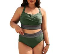 CheChury Conjuntos de Bikinis Mujer Reductor Barriga Cintura Alta Bikini Talla Grande Traje de Baño 2 Piezas Push Up con Relleno Bikini Deportivo Mujer Cuello en V Vientre Plano Bañadores Reductores